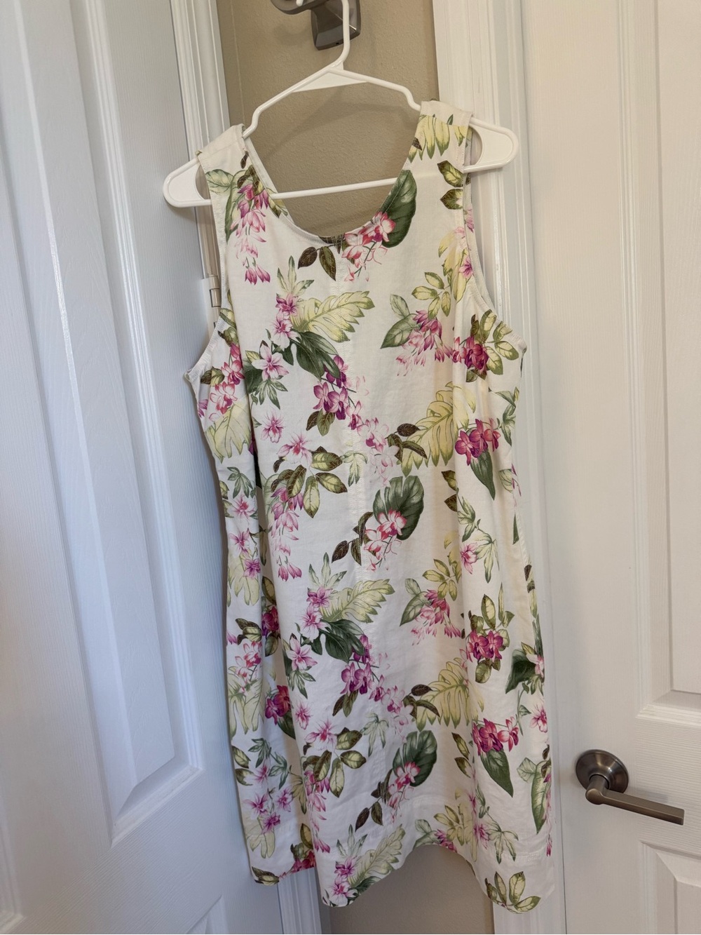 Tommy Bahama White Floral Midi Dress with Pink & Green Accents